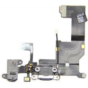 iPhone 5 Antenna, Audio Jack, Charging Port Flex Cable Replacement Part - Black